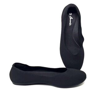 ARROMIC Elastic Knit Round Toe Black Ballet Flat Shoes Women's Size 11